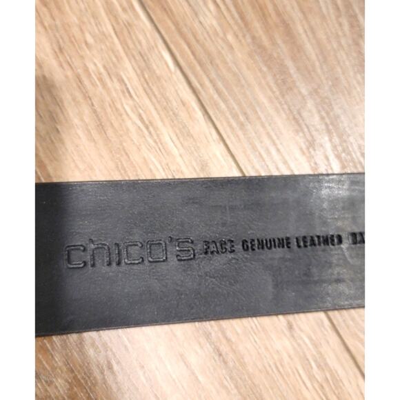 Chico's Wide Leather Belt Women's Sz S/M Brown Silver 40" L "READ" - Picture 11 of 12